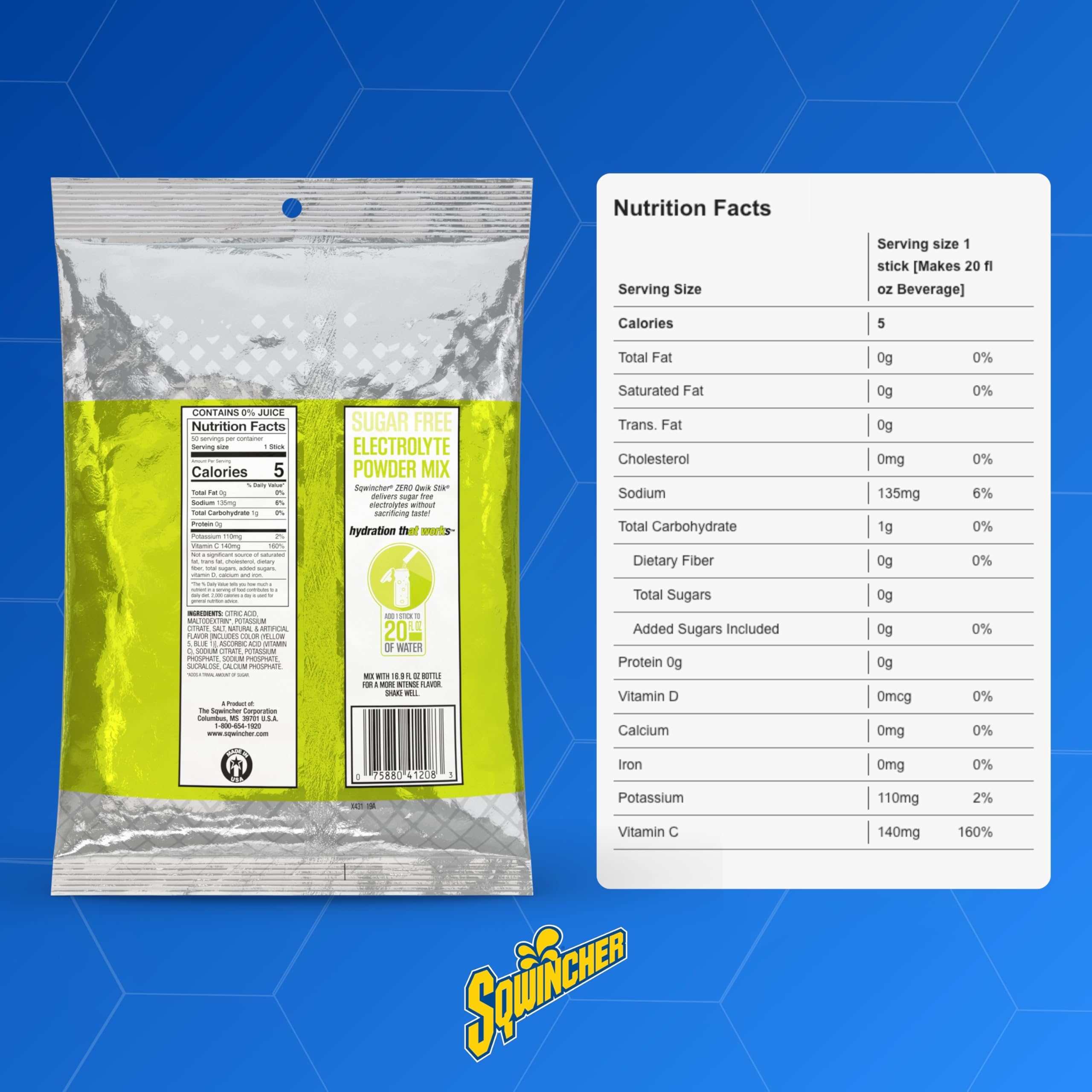 Comparación de tamaño Sqwincher en mano, formato compacto y portátil