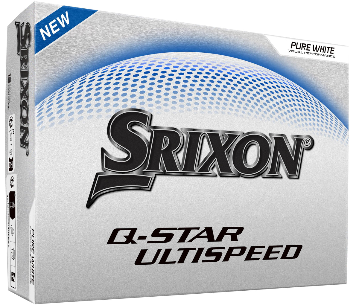Srixon Q-Star Ultispeed frontal del embalaje mostrando diseño y distancia