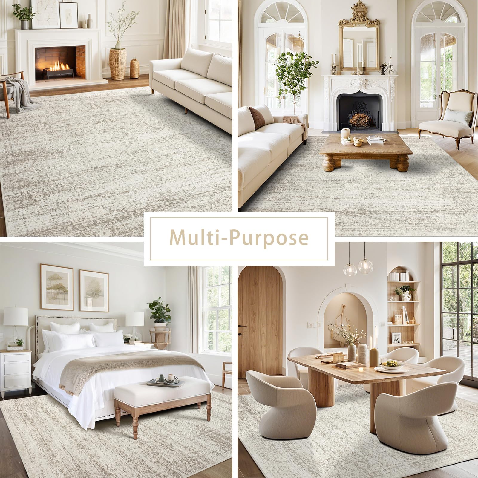 Srugn alfombra en dormitorio combinada con textiles suaves