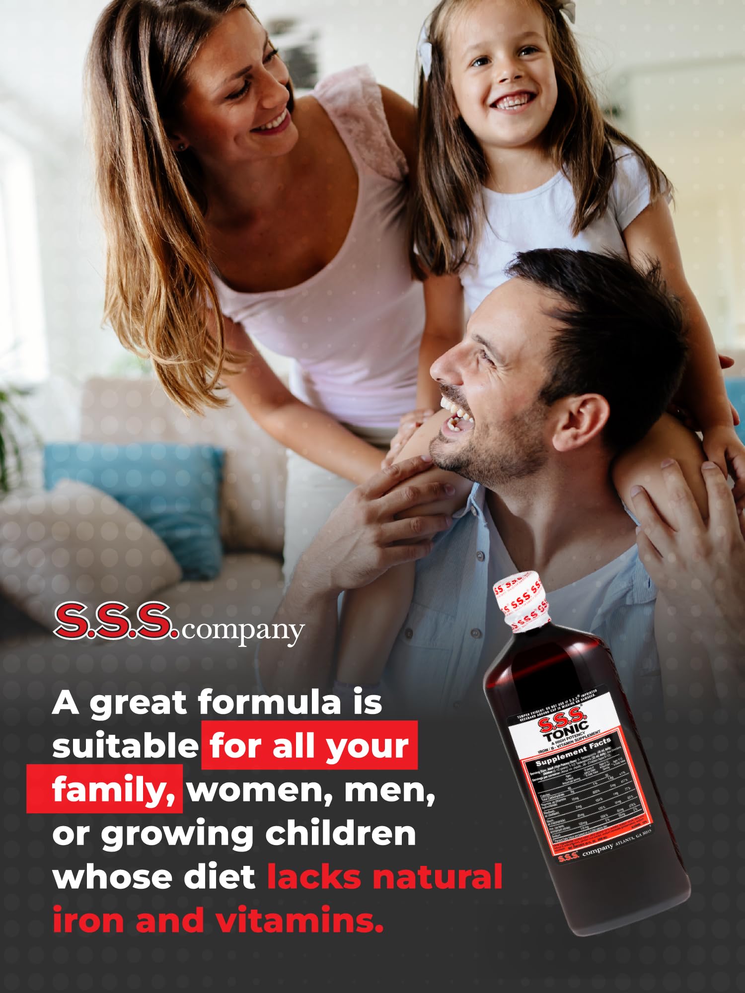 S.S.S. Tonic siendo usado en rutina matutina para apoyo de energía y conveniencia