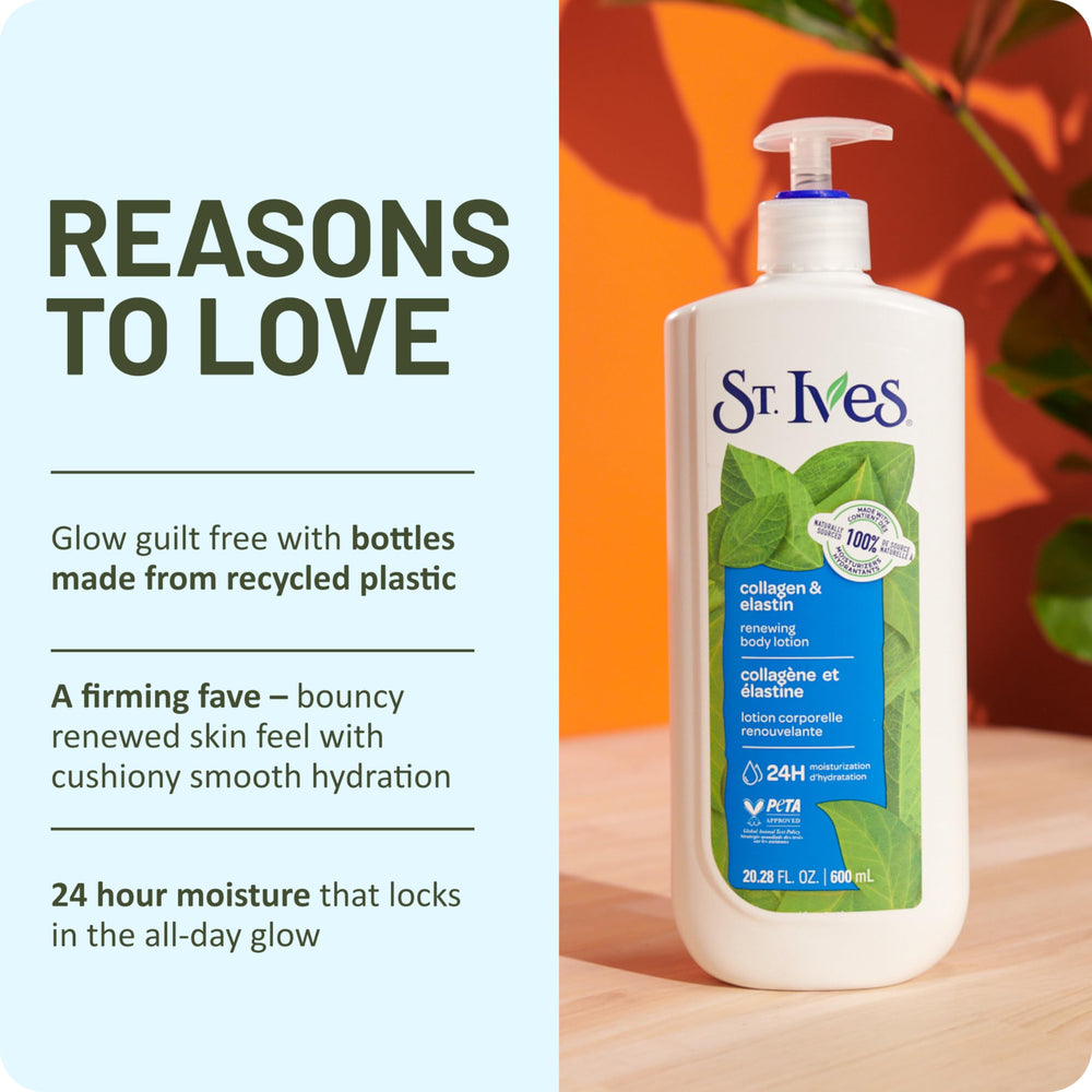 St. Ives loción aplicada en piel, sensación de suavidad