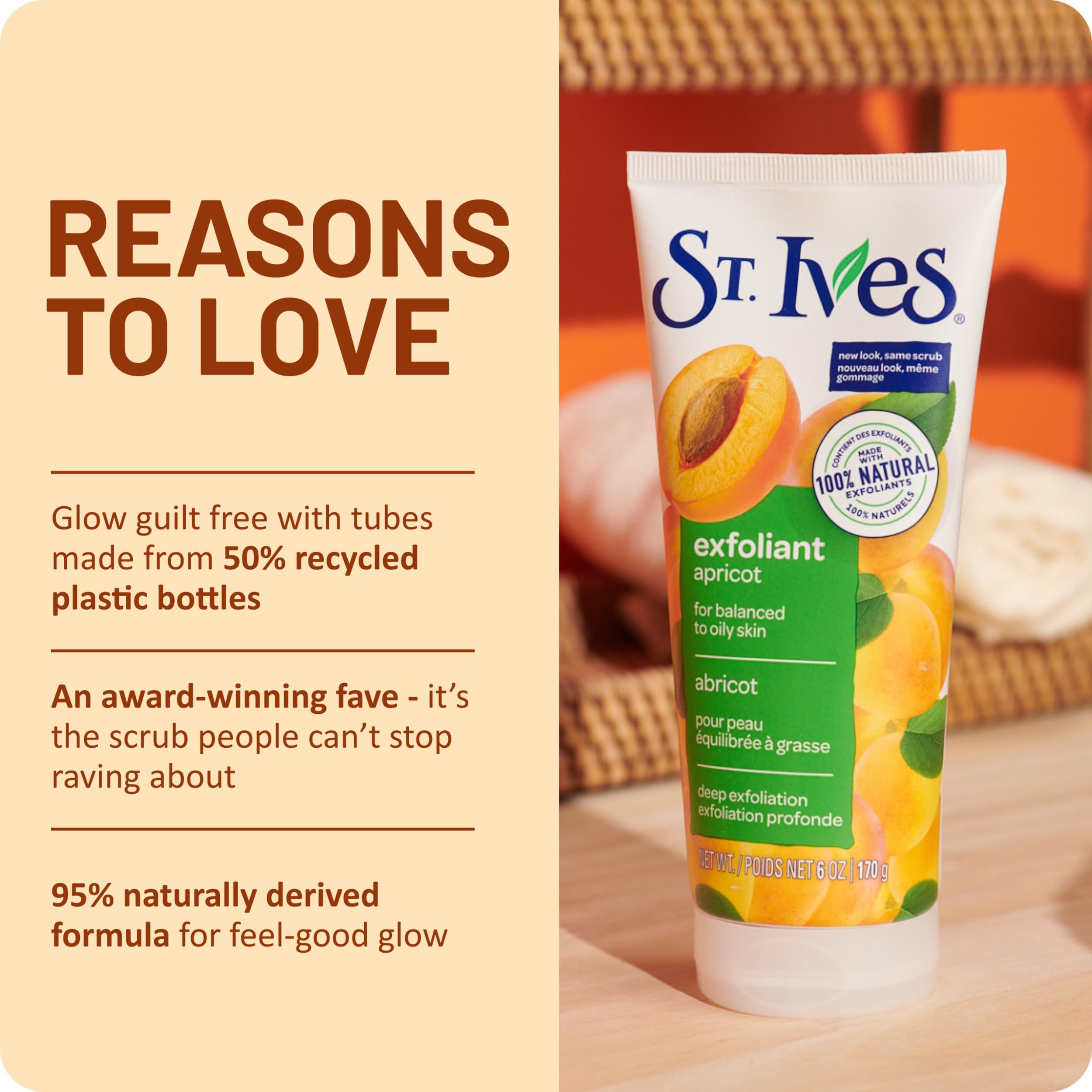 St. Ives producto en baño como parte de rutina para piel más luminosa