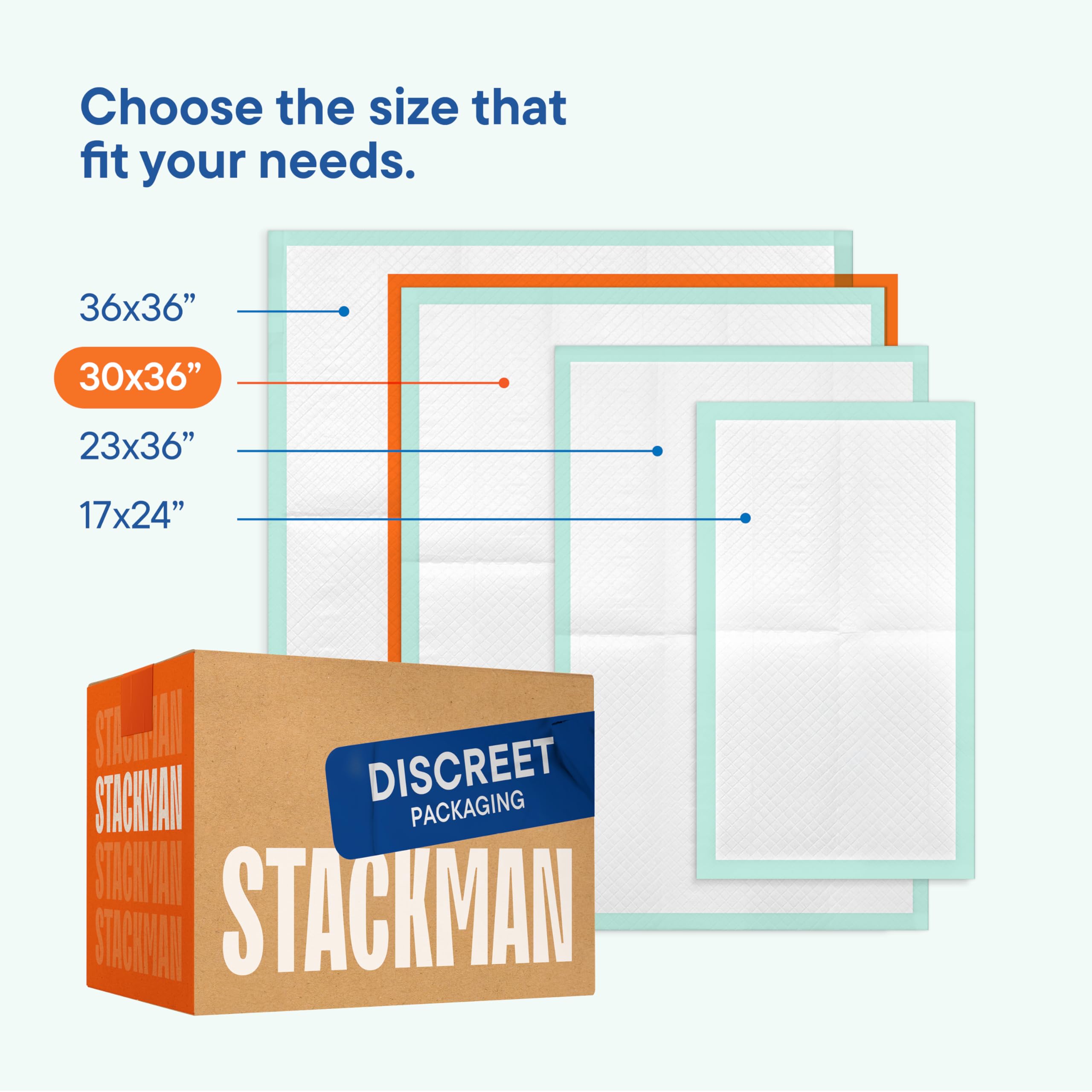 Stack Man chucks protector plegado listo para desechar, facilita higiene rápida