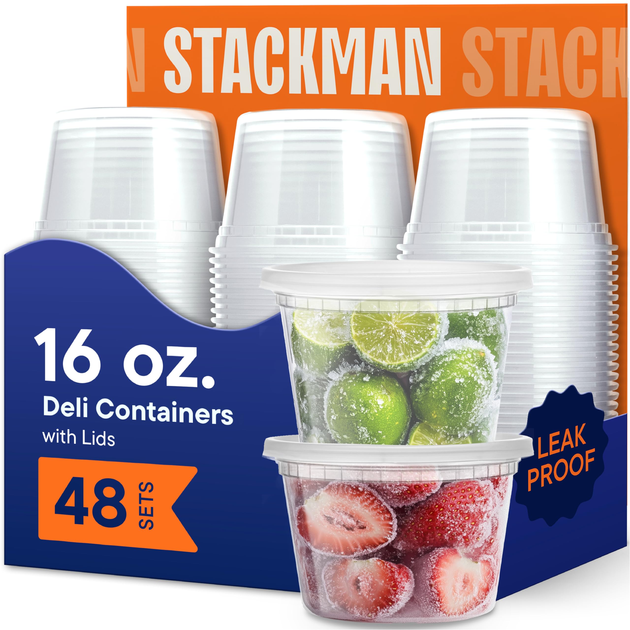 Stack Man contenedor frontal transparente mostrando cierre y capacidad útil