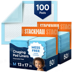 Stack Man paquete frontal mostrando 100 almohadillas para protección rápida