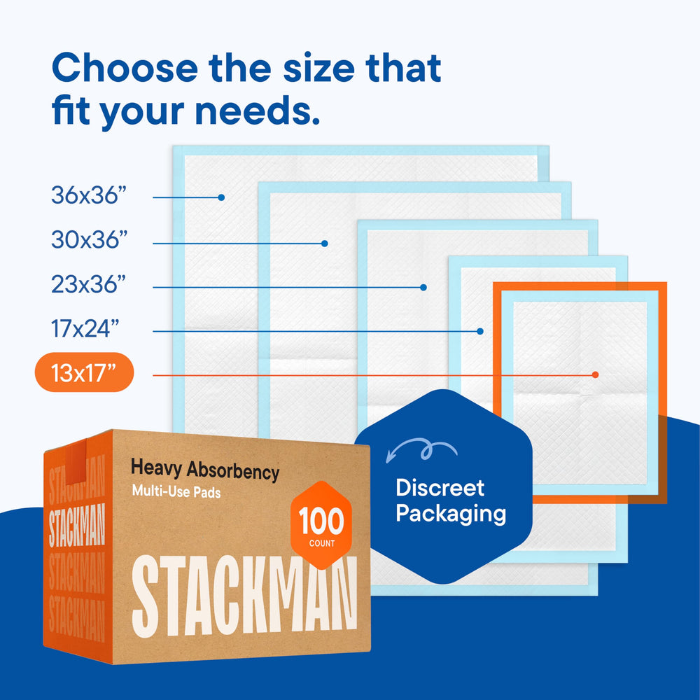 Stack Man paquete abierto con almohadillas listas para usar en viajes