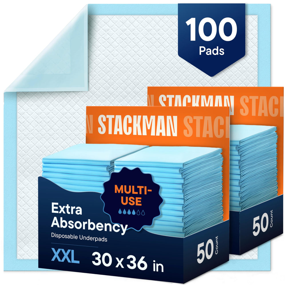 Stack Man empaque frontal muestra 100 unidades y ahorro práctico