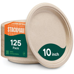 Stack Man plato frontal de 10 pulgadas resistente y compostable