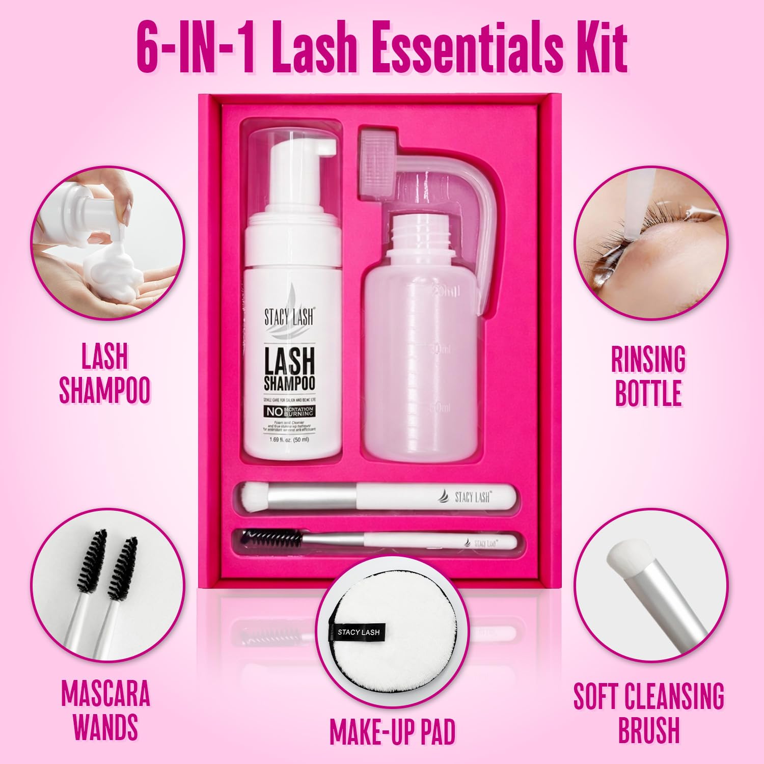STACY LASH etiqueta en primer plano con instrucciones legibles y seguridad