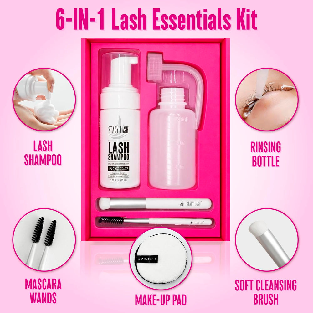 STACY LASH etiqueta en primer plano con instrucciones legibles y seguridad