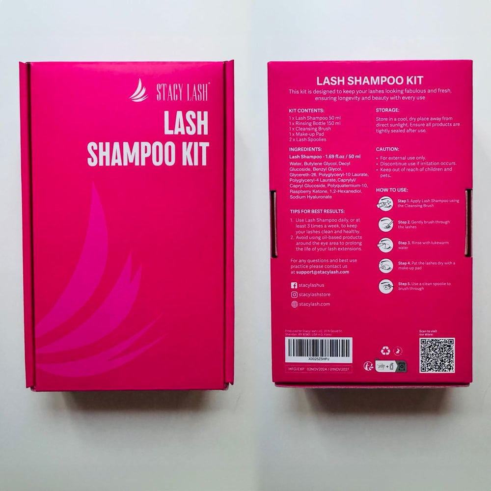 STACY LASH champú aplicado en pestañas durante limpieza, muestra eficacia