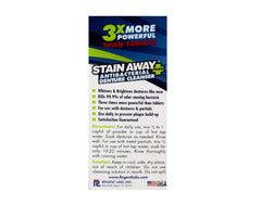 Stain-Away dentadura sumergida en vaso demostrando limpieza en 5 minutos