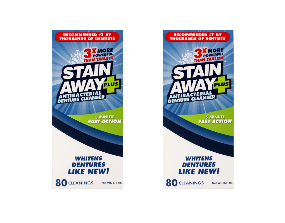Stain-Away frente del empaque mostrando presentación pack de 2 y beneficios