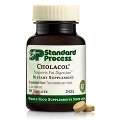 Standard Process Cholacol front packaging showing bottle and label benefit: clear product ID