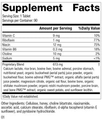 Tabletas Drenamin textura cercana destacando ingredientes de origen alimentario Standard Process