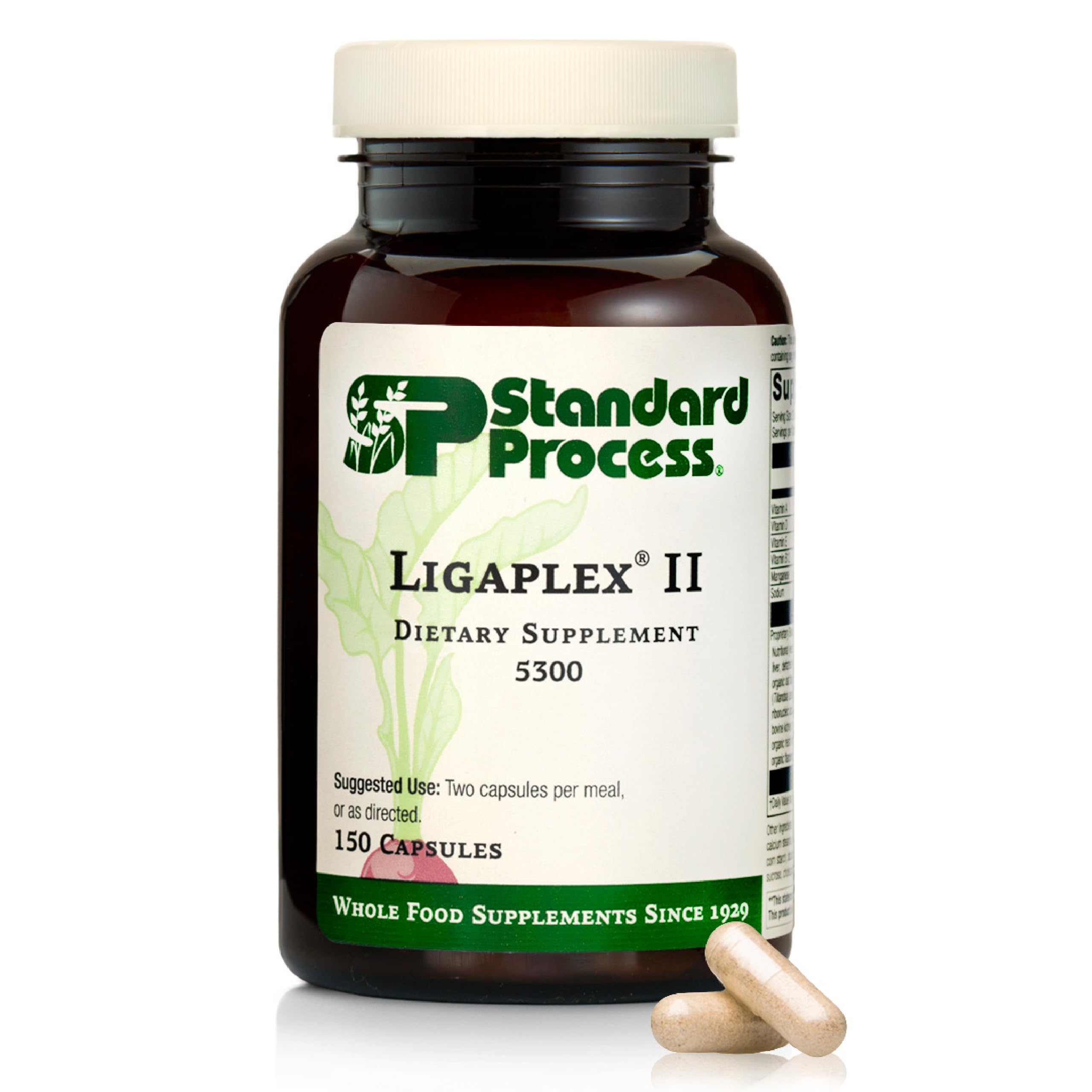 Standard Process Ligaplex II vista frontal del envase mostrando 150 cápsulas y etiquetado claro