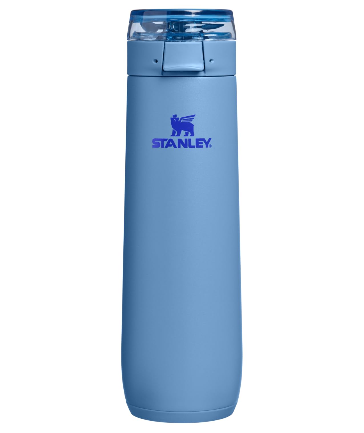 STANLEY vista frontal de la botella Blue Sky, diseño delgado y transporte fácil