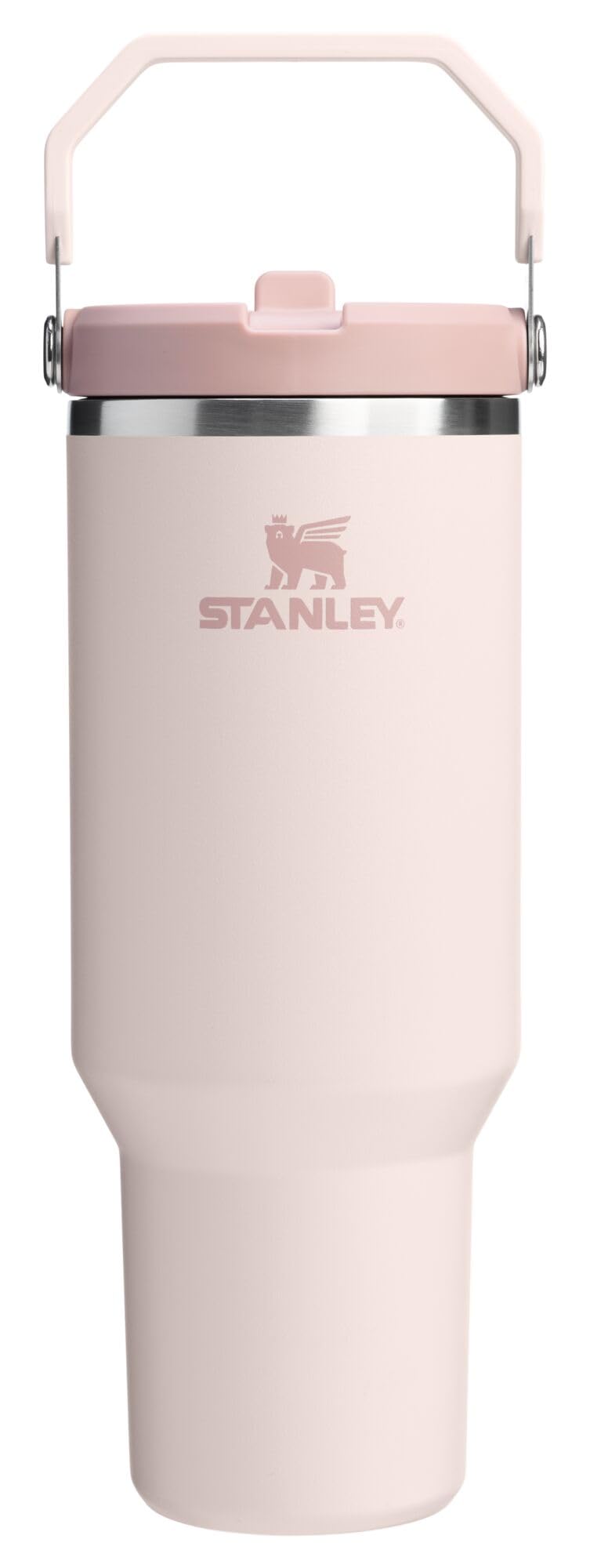 STANLEY IceFlow vista frontal Rose Quartz, capacidad 40 oz y diseño resistente