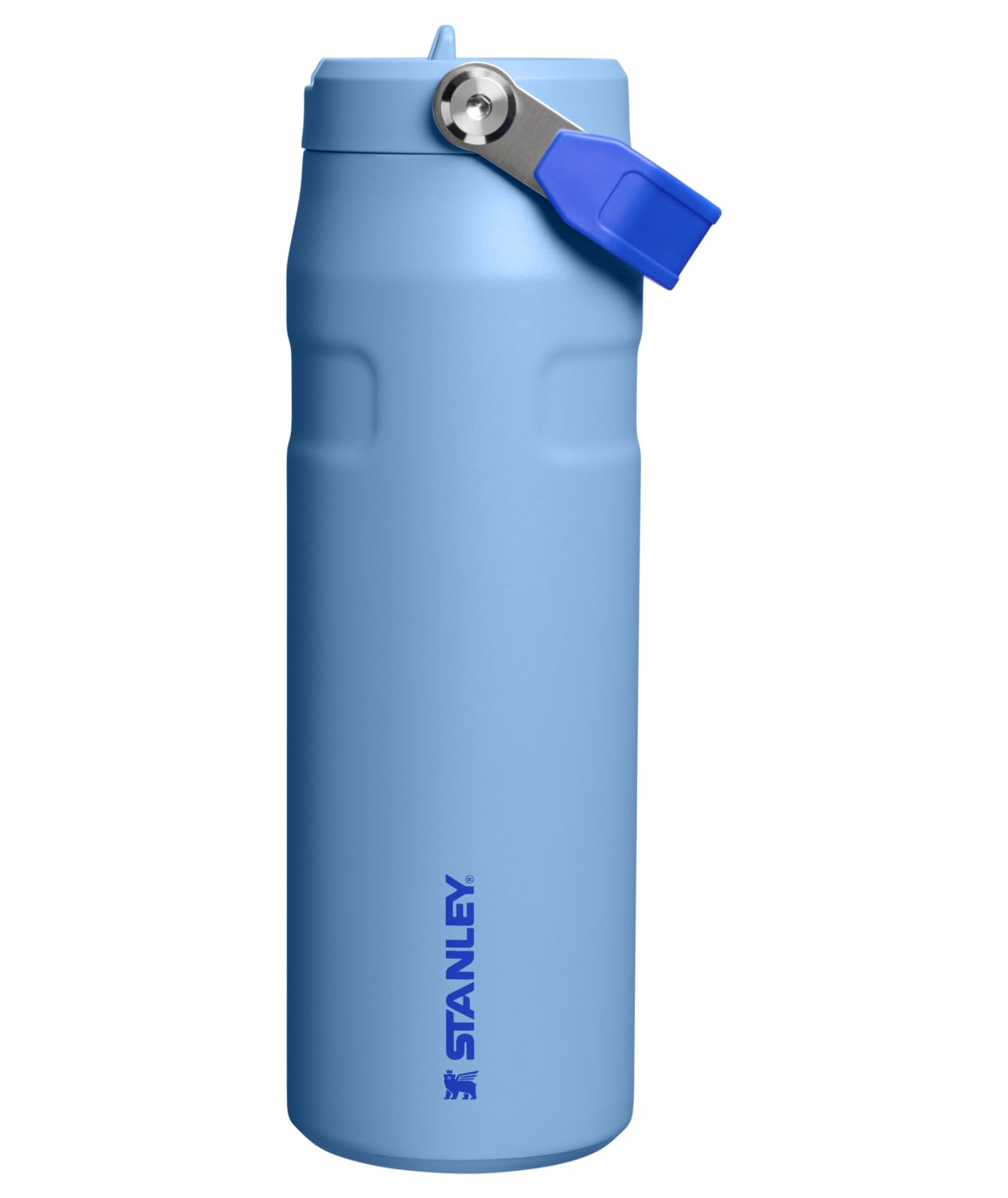 STANLEY botella IceFlow frontal azul Sky mostrando diseño y capacidad
