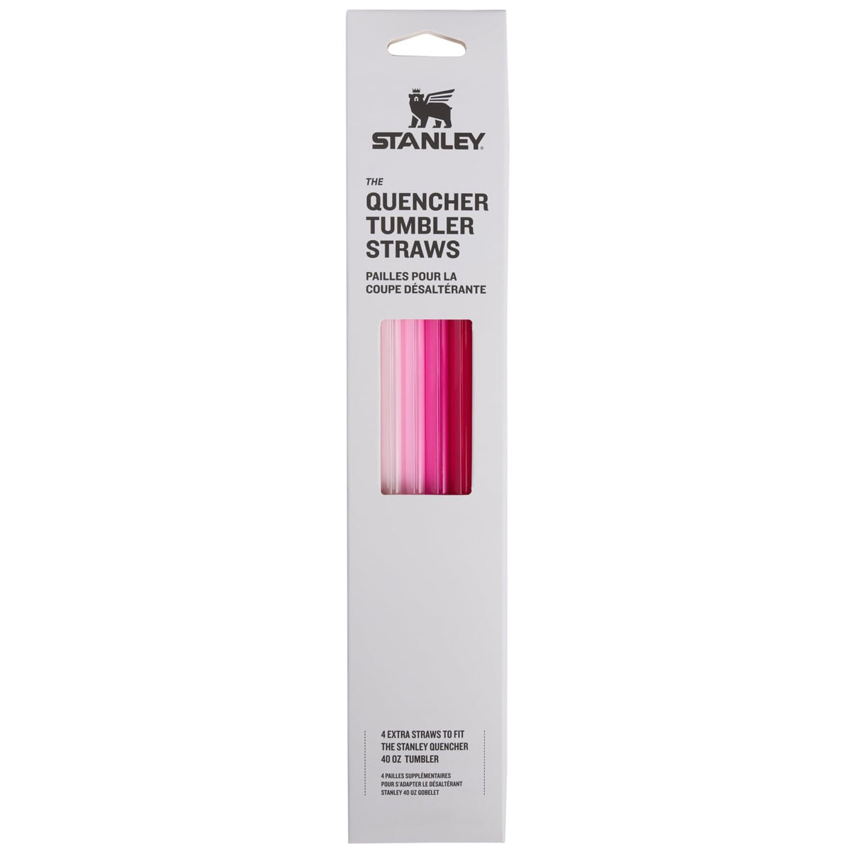 STANLEY vista frontal del pack de pajitas rosa, repuestos ideales