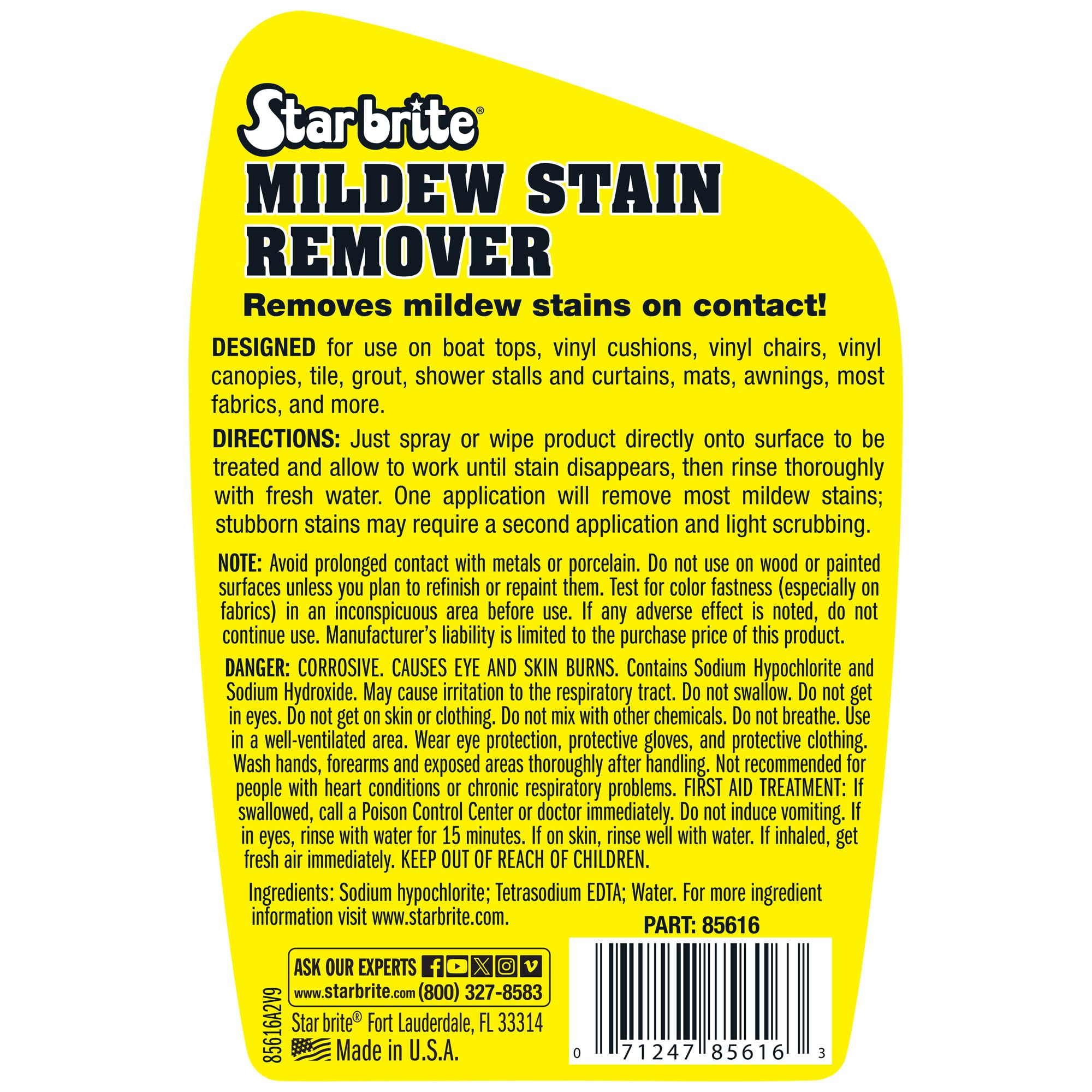 STAR BRITE etiqueta con instrucciones claras y uso seguro en marino