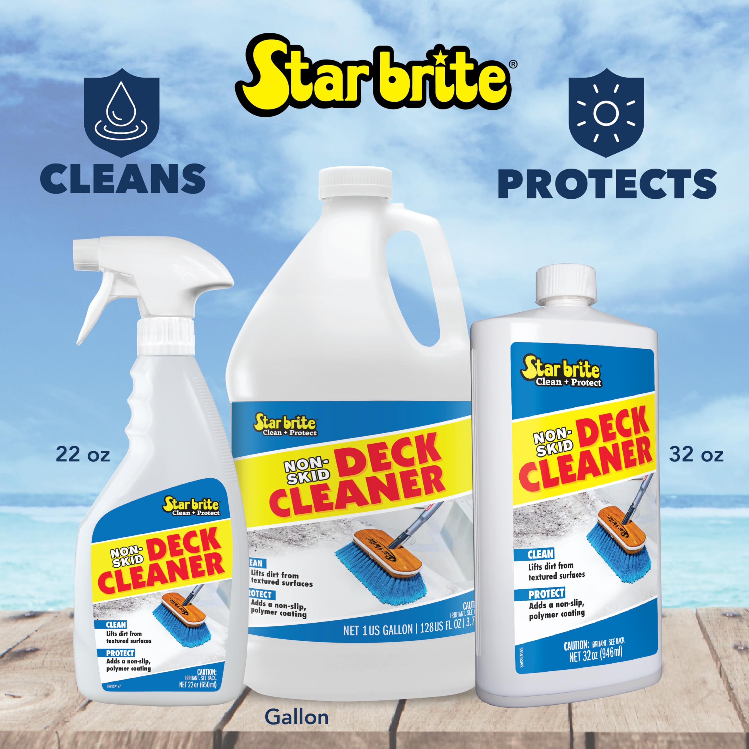 STAR BRITE comparación de escala con cubeta y mano para visualizar el tamaño real de 1 galón