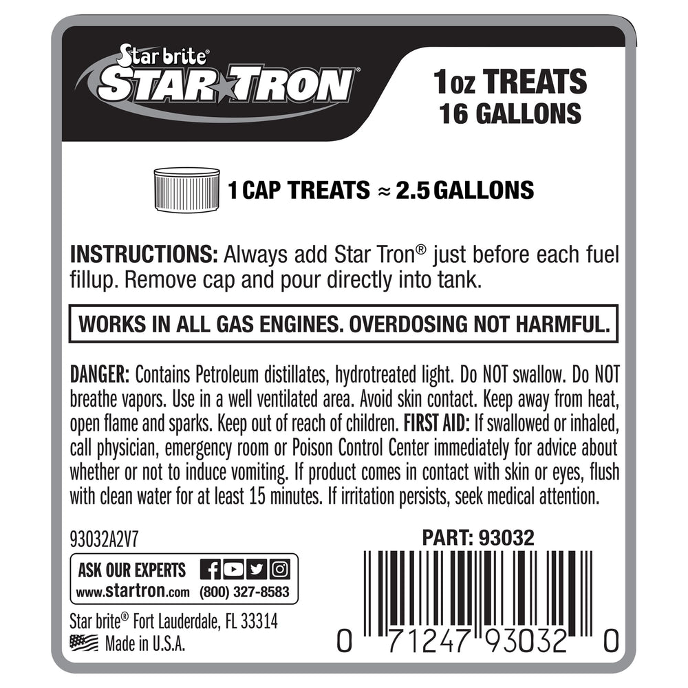 STAR BRITE detalle de etiqueta con instrucciones y beneficios claros