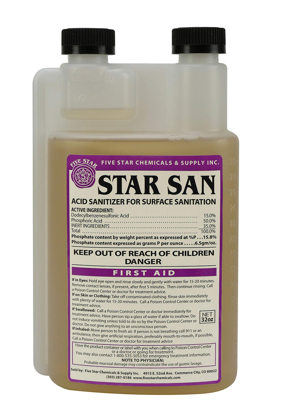 Star San botella 32 oz vista frontal mostrando envase y capacidad