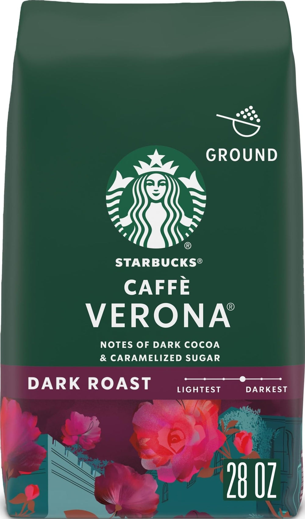 Starbucks bolsa frontal Caffè Verona mostrando diseño y frescura