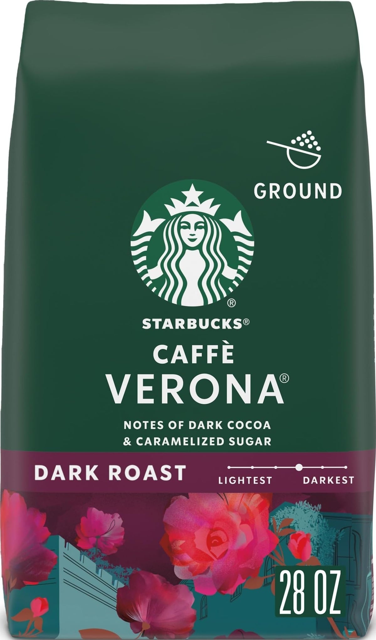 Starbucks bolsa frontal Caffè Verona mostrando diseño y frescura