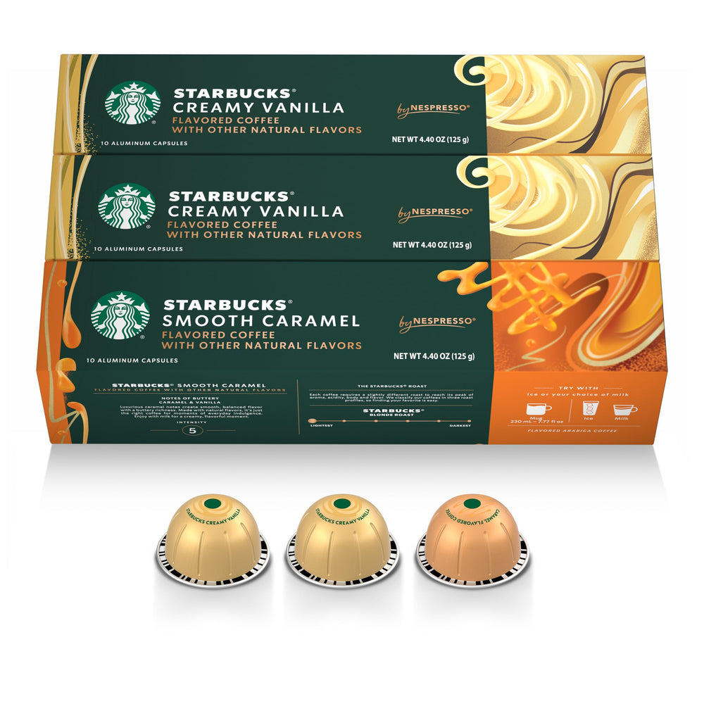 Starbucks by Nespresso vertuo paquete frontal mostrando cajas y sello de variedad