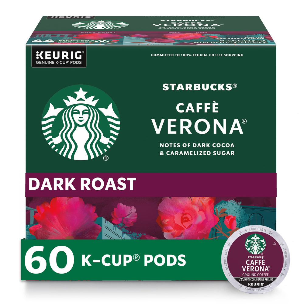 Starbucks Caffè Verona frente del empaque mostrando 60 cápsulas con sabor intenso