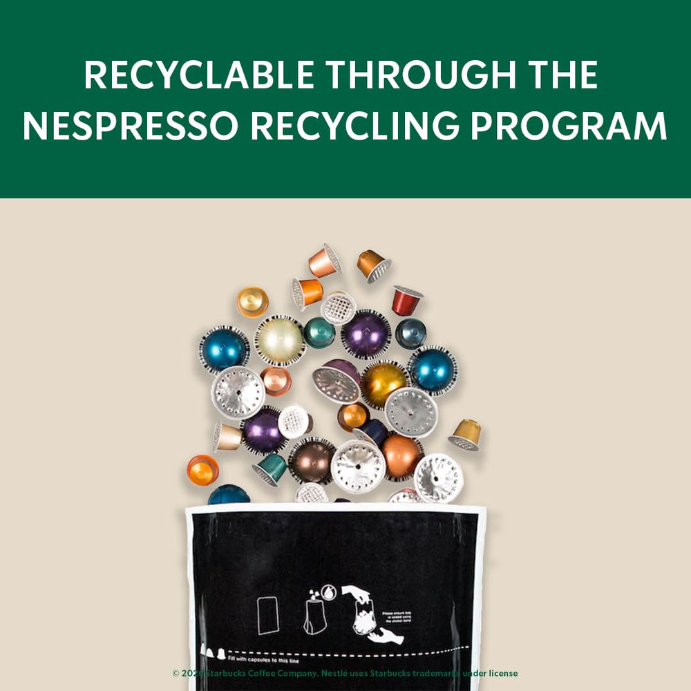 Starbucks cápsula de aluminio listada para reciclaje responsable
