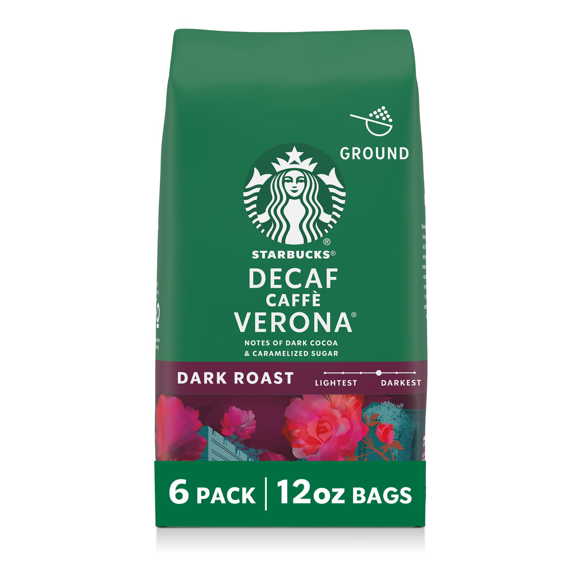 Starbucks paquete frontal mostrando nombre y diseño, ideal para reconocimiento de marca