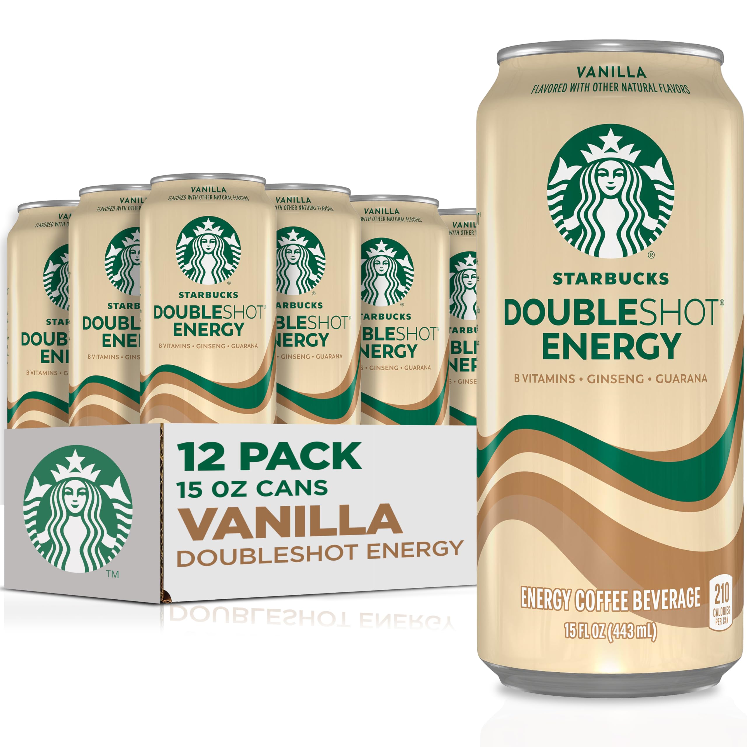 Starbucks Doubleshot lata frente con logotipo y sabor vainilla, listo para beber