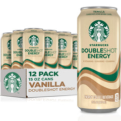 Starbucks Doubleshot lata frente con logotipo y sabor vainilla, listo para beber
