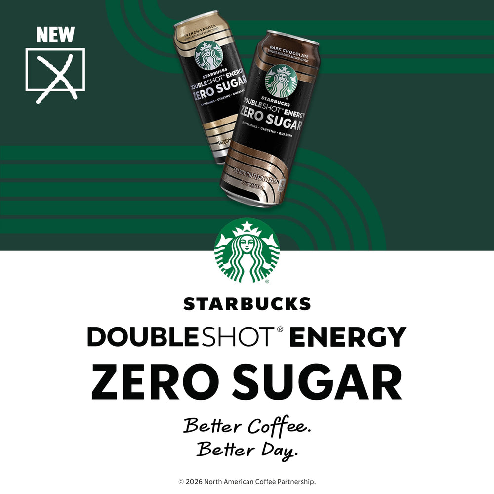 Starbucks Doubleshot lata en mano para comparar tamaño, formato portátil