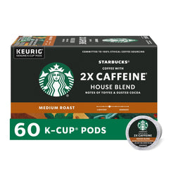 Starbucks K-Cup frente del paquete mostrando la marca y beneficio energizante