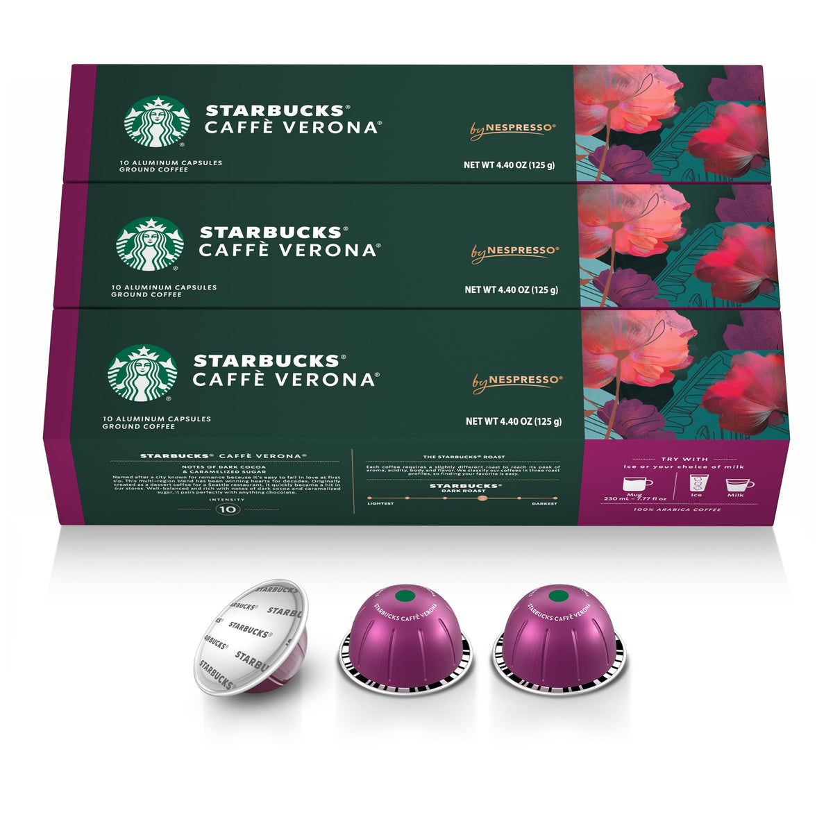 Starbucks caja frontal Caffè Verona mostrando diseño y conveniencia