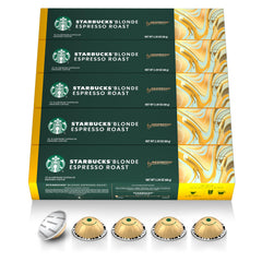Starbucks cápsulas Vertuo Blonde empaque frontal mostrando 50 unidades y conveniencia