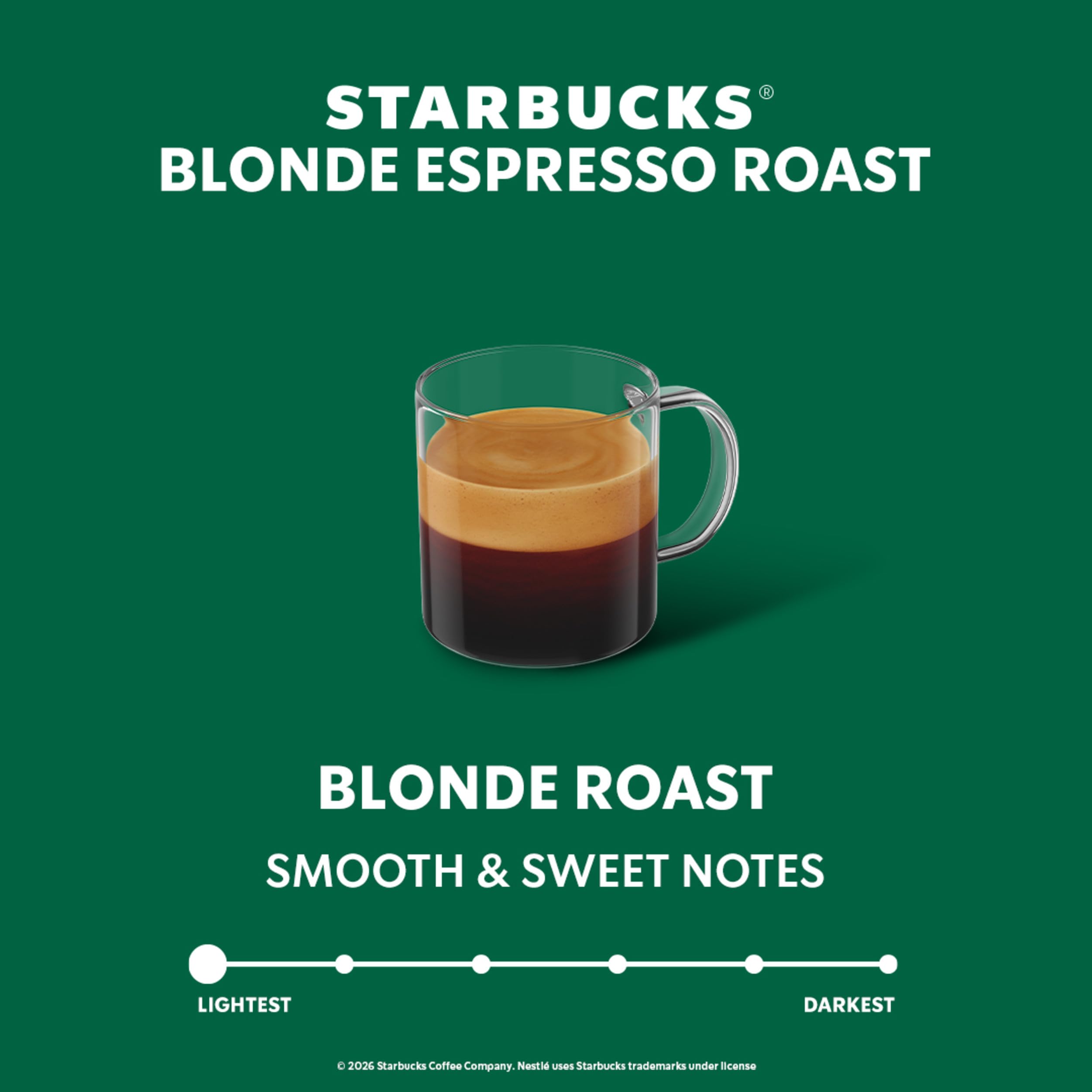 Starbucks espresso Blonde en taza extraída con crema, sabor suave al instante