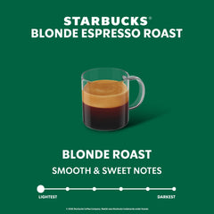 Starbucks espresso Blonde en taza extraída con crema, sabor suave al instante