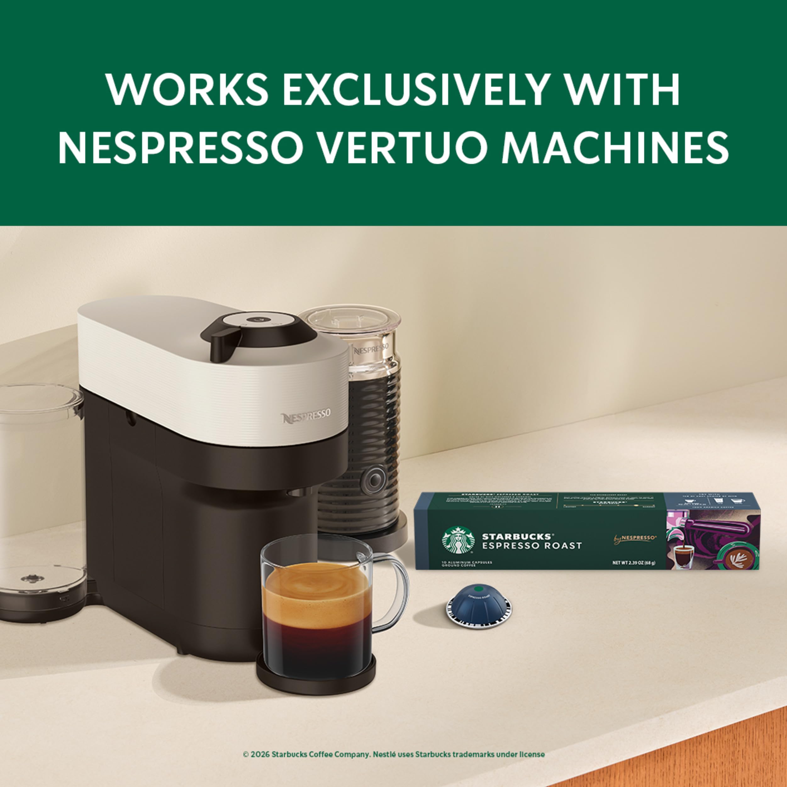 Porción de 1,35 oz de espresso preparado con cápsula Starbucks por su cuerpo