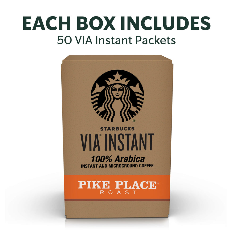 Starbucks sobre individual abierto mostrando polvo soluble listo para preparar