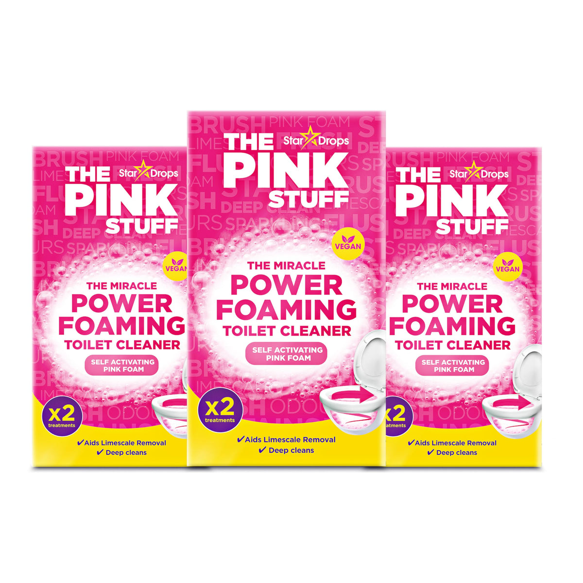 Stardrops The Pink Stuff vista frontal del paquete muestra el sobre y beneficios