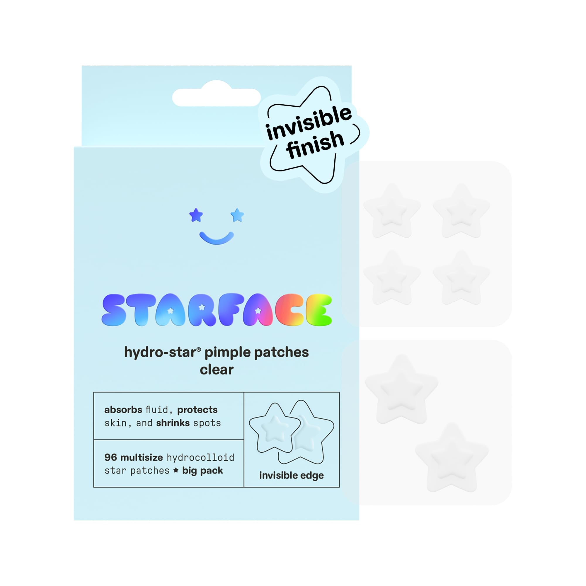 Starface empaque frontal mostrando 96 parches, protección discreta