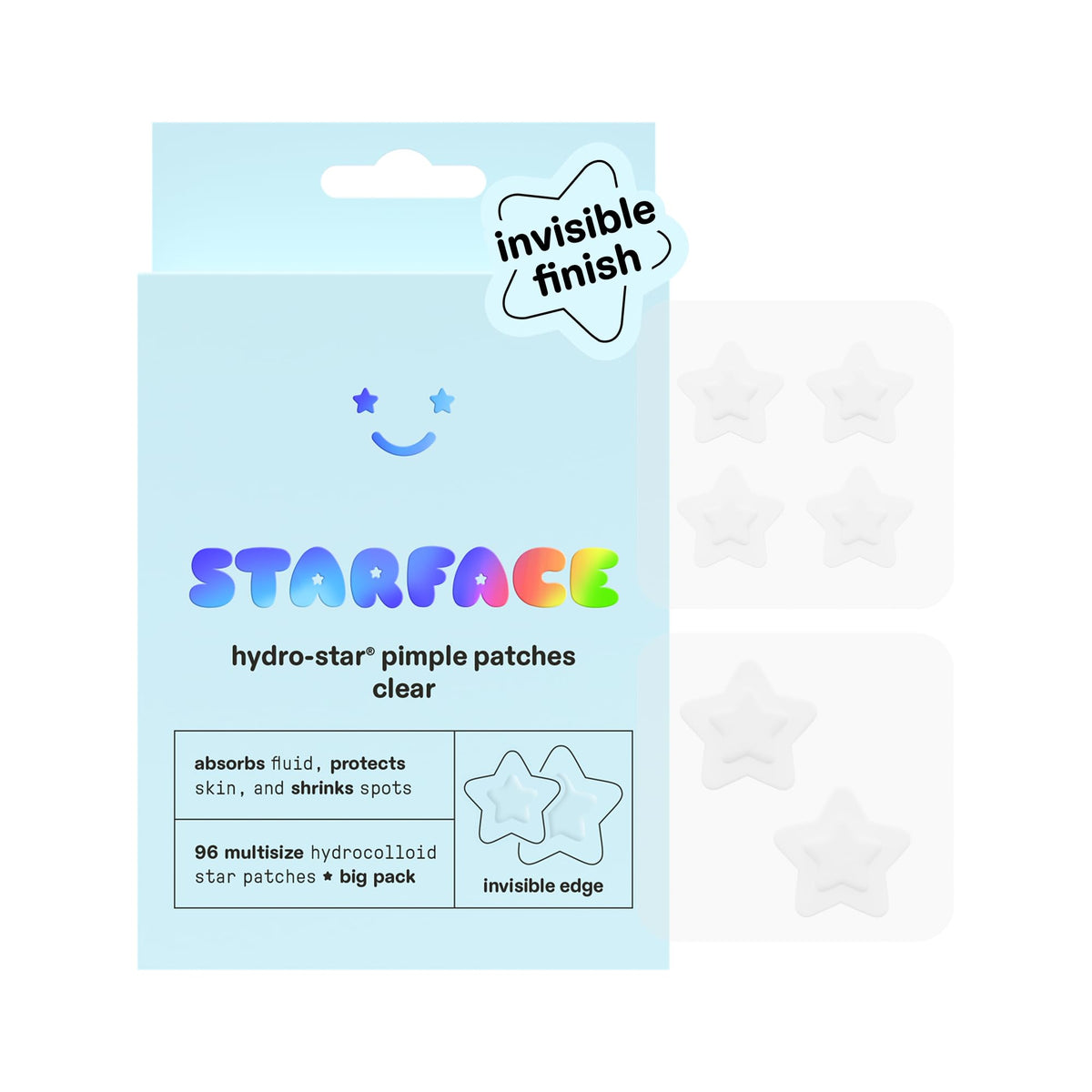 Starface empaque frontal mostrando 96 parches, protección discreta