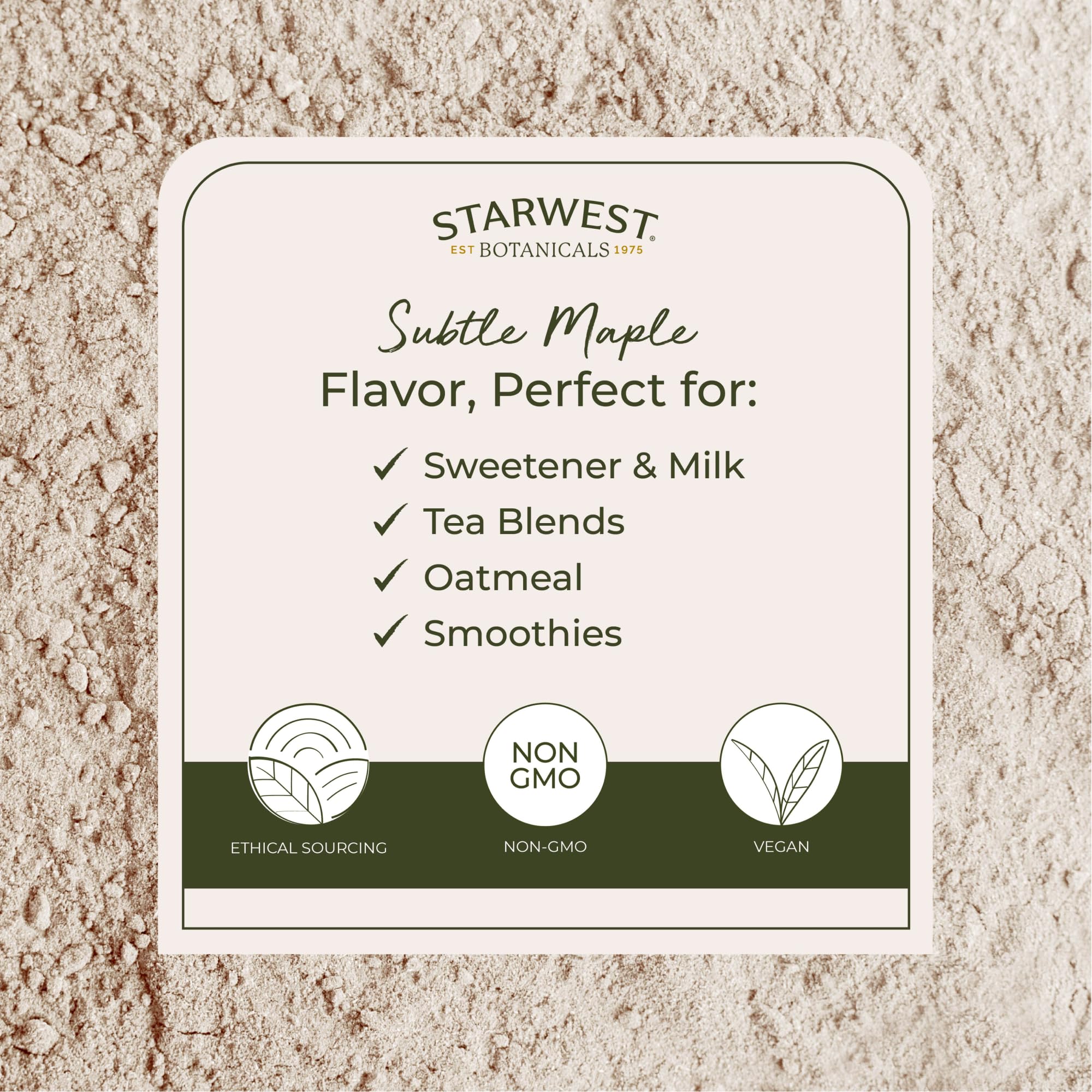 Starwest Botanicals polvo disuelto en taza de infusión para una bebida suave