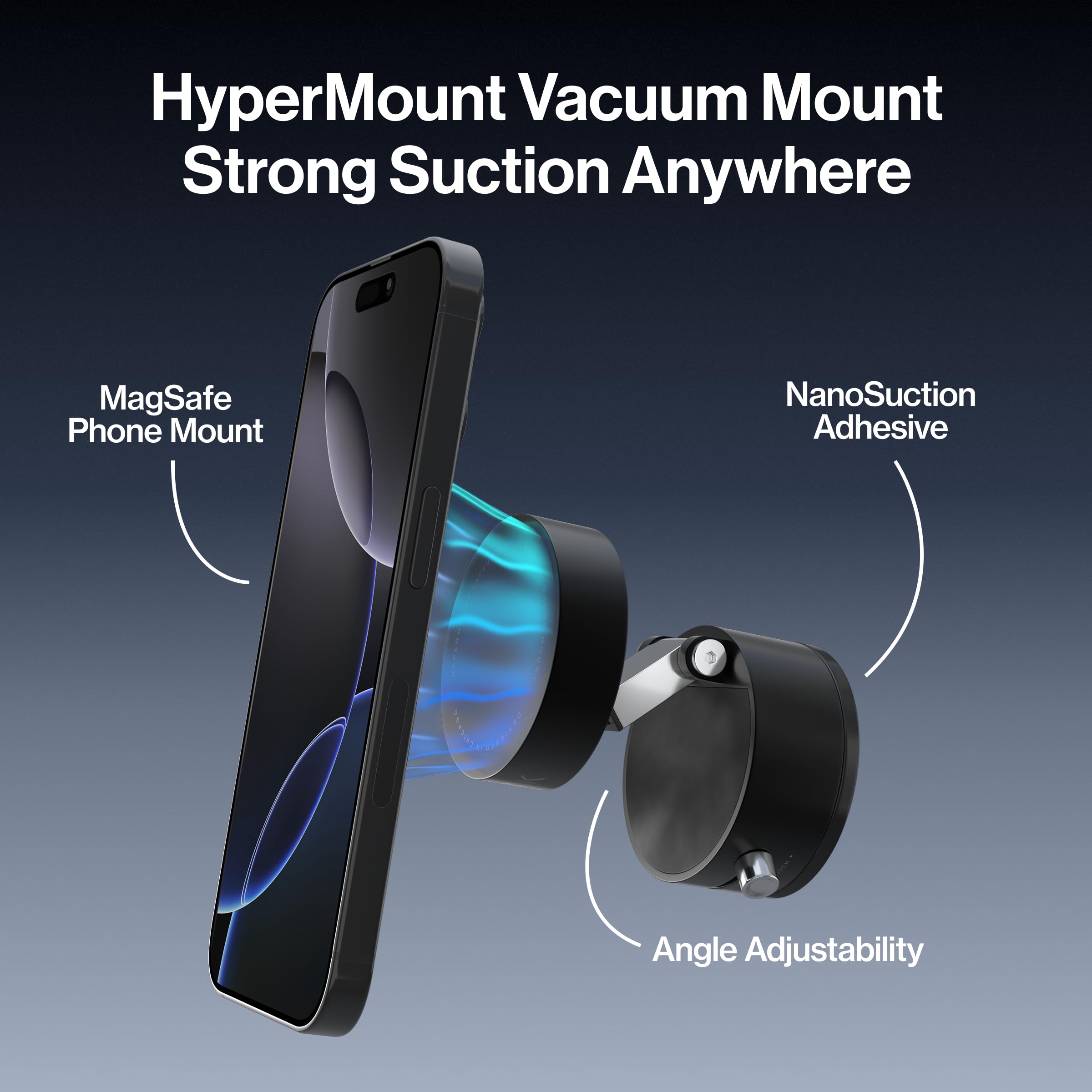 Base de nano‑succión Statik HyperMount detalle de adhesivo que proporciona fijación fuerte