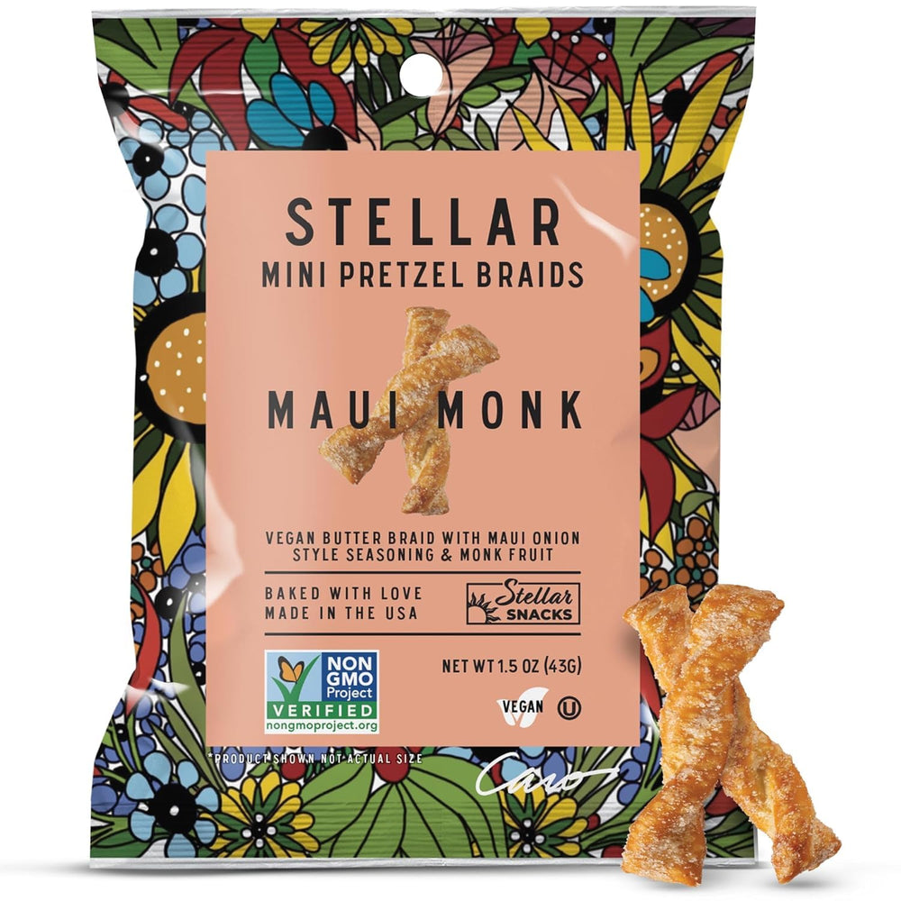 Stellar Snacks primer plano de la textura crujiente de la trenza, atractivo y apetitoso